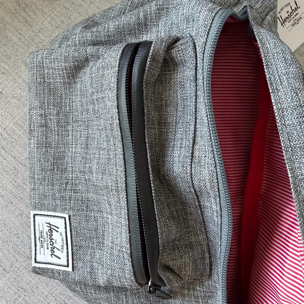 Herschel Supply Company Gray Hip Bag with Red Striped Interior NWT